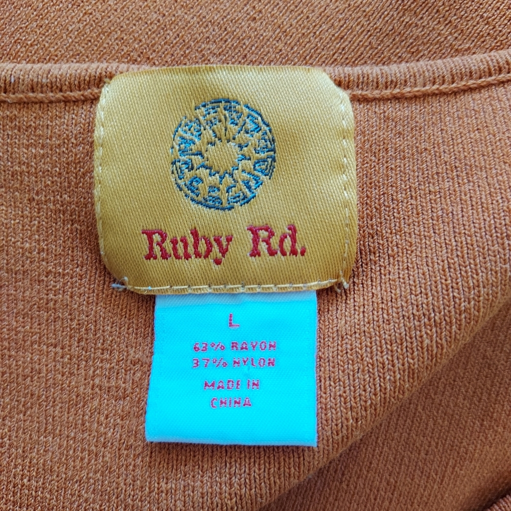 🔴3/$20 Ruby Rd. Orange Ribbed Sleeveless Blouse Size Large - Picture 9 of 9